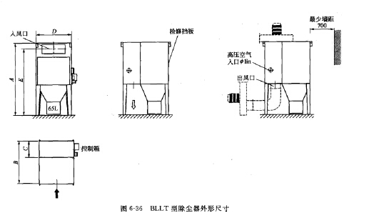 BLLT型除塵器外形尺 BLLT型除塵器外形尺